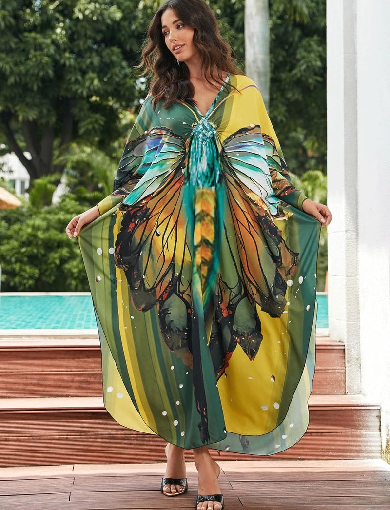 KECVOT Kaftan Dresses for Women Plus Size Batwing Sleeve Caftans Long Bathing Suit Cover Up Maxi Beach Dress Loungewear - Image 1